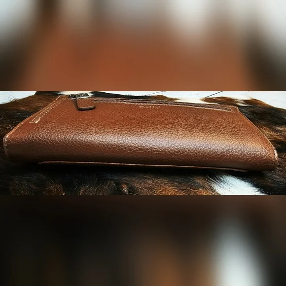 Vintage Relic Fossil Brown Pebbled Leather Trifold Wallet & Checkbook Wallet Set - Picture 6 of 13